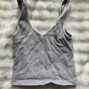 Gray Ribbed Women's Tank Top